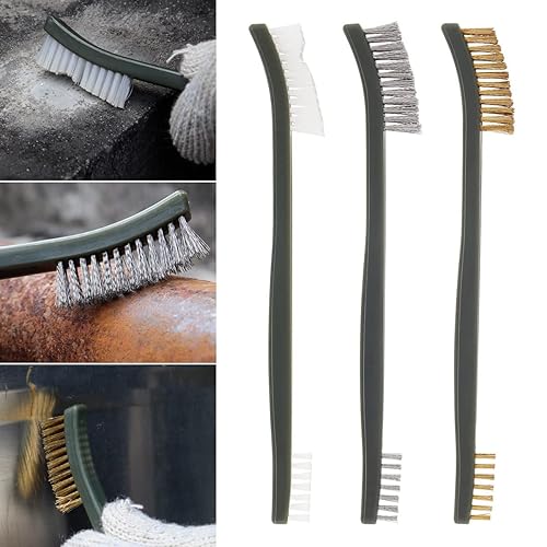 Miniatura 2 de OriGlam - Juego de 3 pinceles de alambre limpiador de metales de pintura óxido escoria de soldadura y óxido práctico juego de brochas de acero