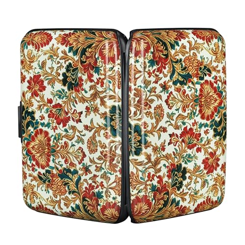 Image of ELFISH RFID Blocking Credit Cards Holder Aluminum Wallet Metal ID Case for Men Women, Carpet Pattern, Modern
