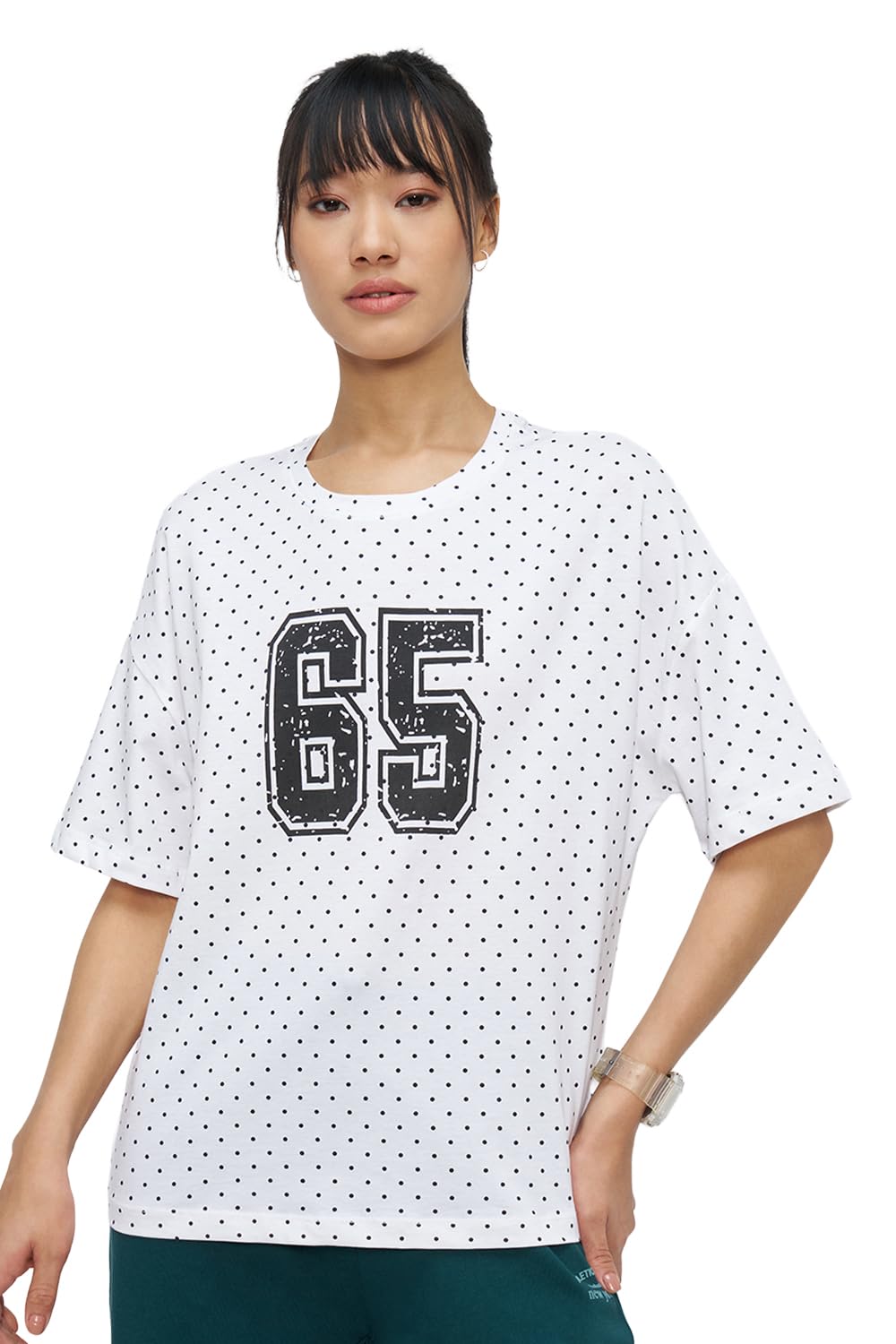 ajile by pantaloons Women's 100% Cotton T-Shirt | Oversized Fit | Round Neck | Half Sleeve-picture-30
