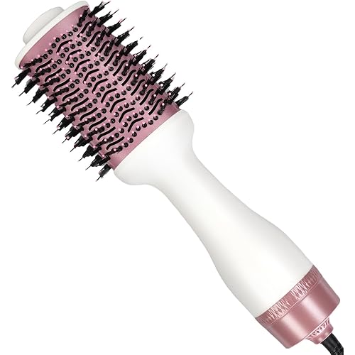 Blow Dryer Brush Hair Dryer Brush in One, 4-in-1 Styler Volumizer with Oval Titanium Barrel, Hot Air Ionic Straightener for Smooth Frizz-Free Volume