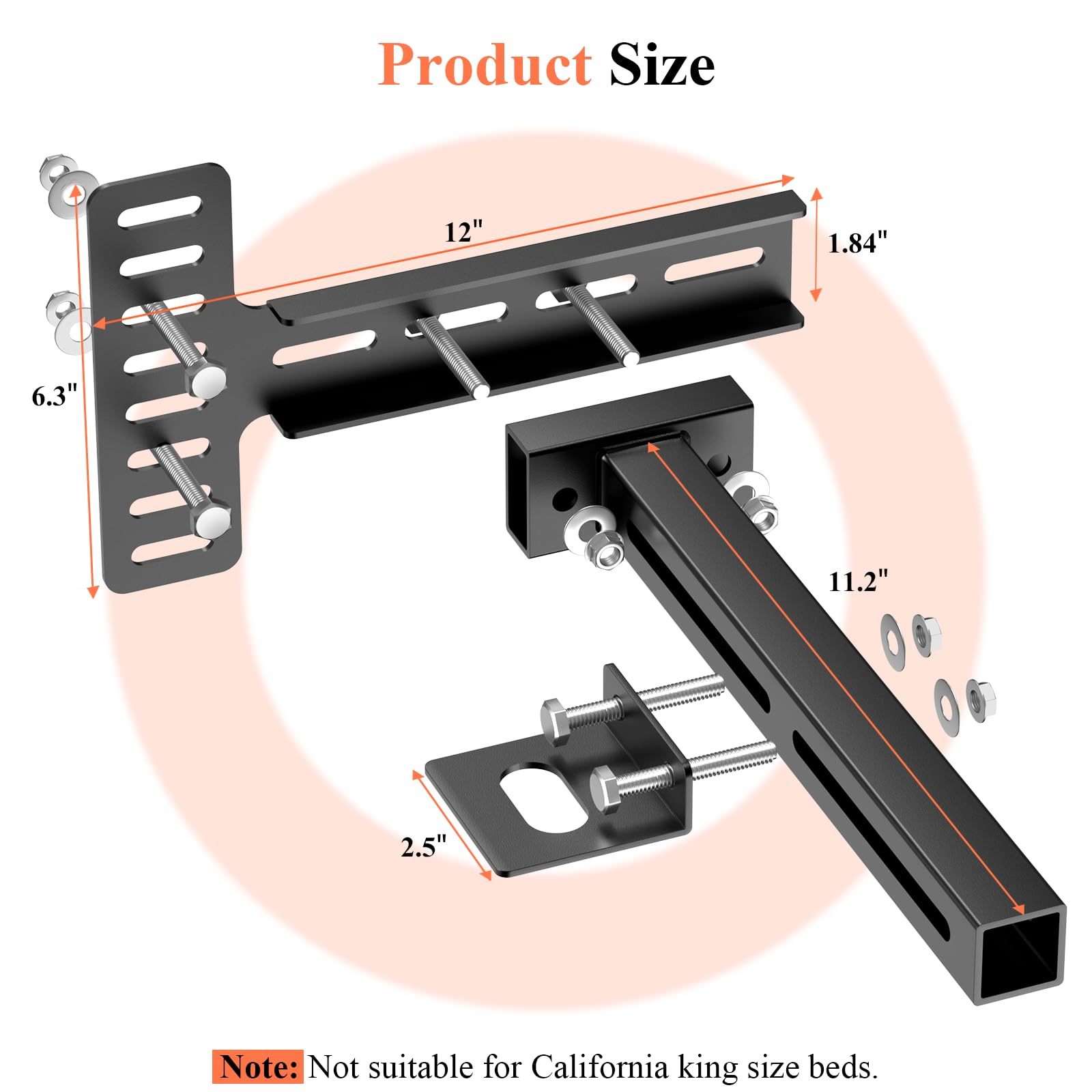 Aglehome Headboard Brackets - Adjustable Base Headboard Bracket Kit for Metal Bed Frame Wall Mounting Brackets Compatible with Most Bed