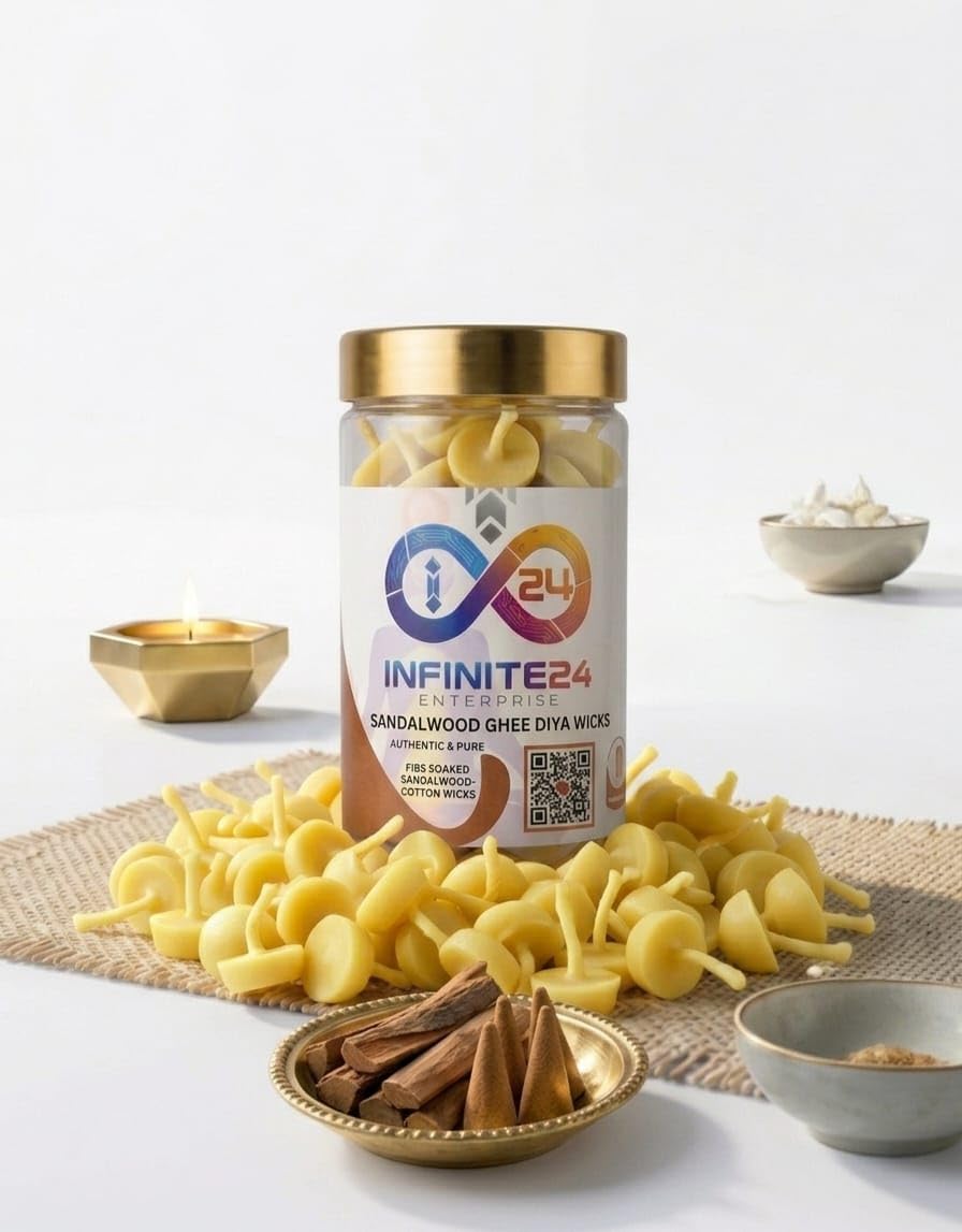 Pure Ghee Diya Batti (Chandan Flavour) - 50 Pcs Jar Pack - Ready to Use-image-21