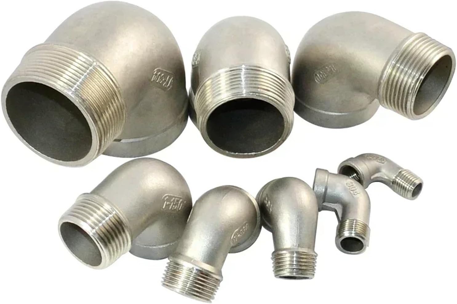 1pc 1/4" 3/8" 1/2" 3/4" Female X Male 90 Degree Elbow Coupler Pipe Connector Stainless Steel Gas Pipe Fitting(1)