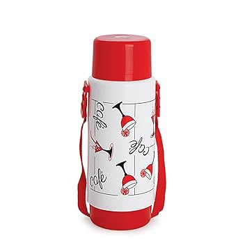 Cello Plastic Sensation Belt Flask (BF_SENSA, White Red, 1 L, 1000 ml)