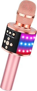 Singing Machine Wireless Karaoke Mic with Speaker | Portable Bluetooth Microphone with Music Sync LED Lights, 5 Magic Voic... Price In India