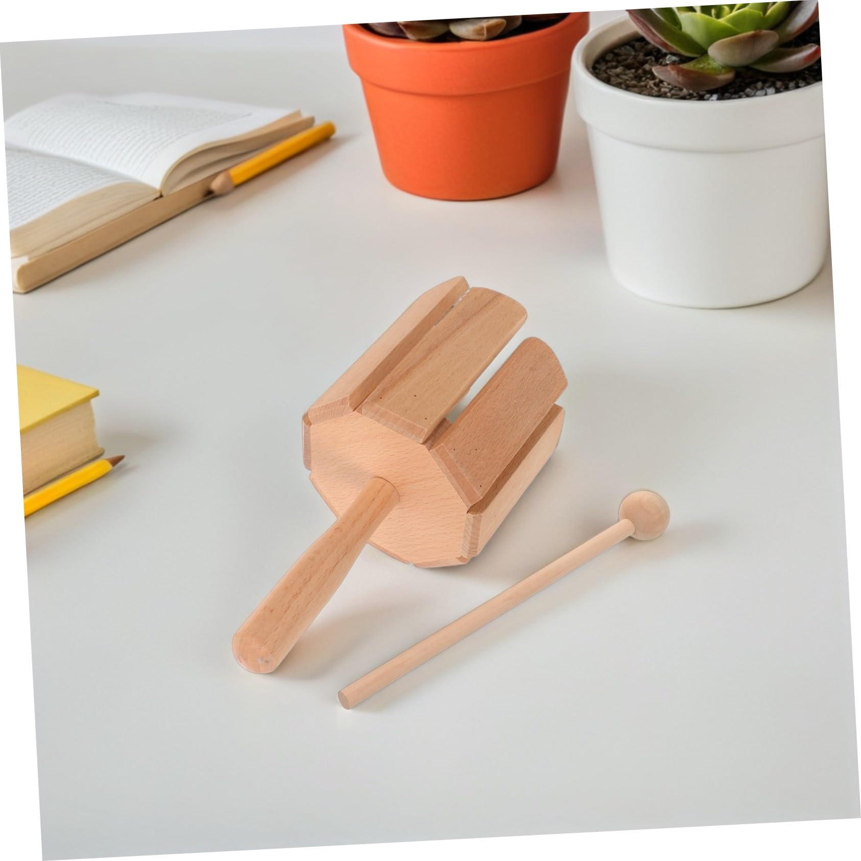 2 Piezas Instrumentos de Percusión Infantil Orff Tonos de Madera Sólida con Juguetes Musicales para Herramientas de Ritmo para Desarrollo Sensorial y Coordinación Manual