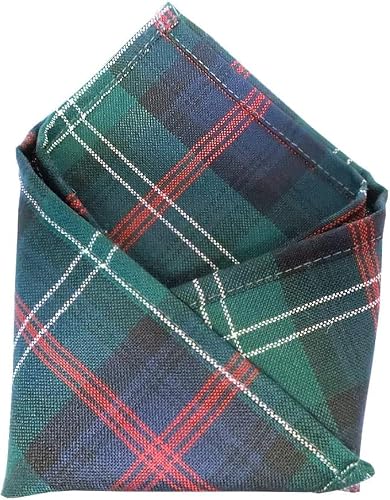 Pure New Wool Tartan Pocket Square, Scottish Made, Multiple Tartans Available (Sutherland Old)