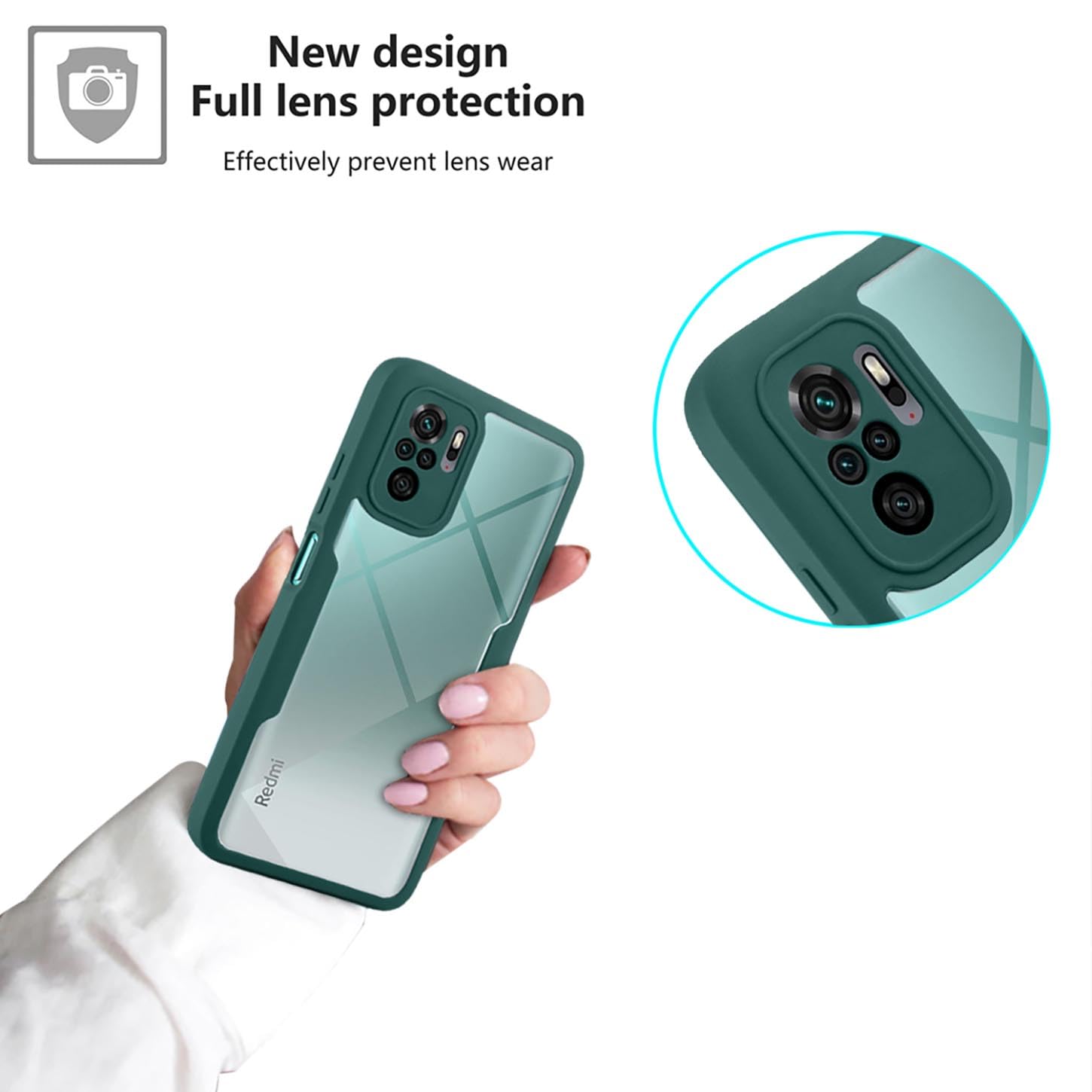 RonRun Coque Pour Xiaomi Poco M5s/Redmi Note 10/Note 10S, 360° Transparente étui Antichoc Housse Integrale Transparent Silicone Bumper Avec Protecteur D'Écran Intégré Case - Bleu