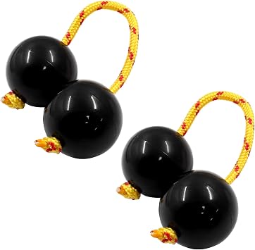 Hitefu Rhythmic Balls Kashaka Instrument Music Egg Shaker, Black, 2 Pairs | Double Gourd Percussion, African Shaker Rattle, For Adults Beginners, Hand Percussion Shakers, Parties and Performances