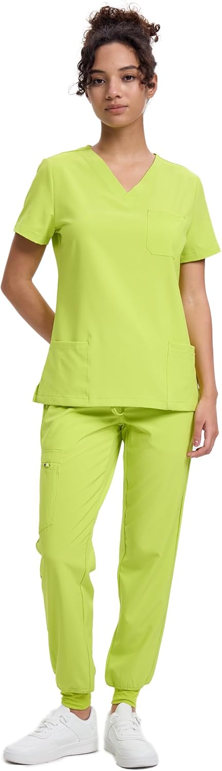 Scrubs for Women, V-Neck Scrubs Top & Cargo Pants with 10 Pockets - Image 6