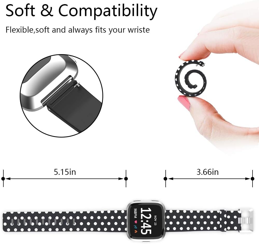 TreasureMax Bands Compatible with Fitbit Versa/Fitbit Versa 2/Fitbit Versa Lite for Women Men,Silicone Fadeless Pattern Printed Replacement Floral Bands for Fitbit Versa Smart Watch