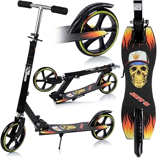 Nils Extreme Model HA205 Scooter with Transport Strap for Teenagers and Adults - Men's Scooter with ABEC7 Bearings - City Scooter Foldable - Height-Adjustable Handlebar - Black