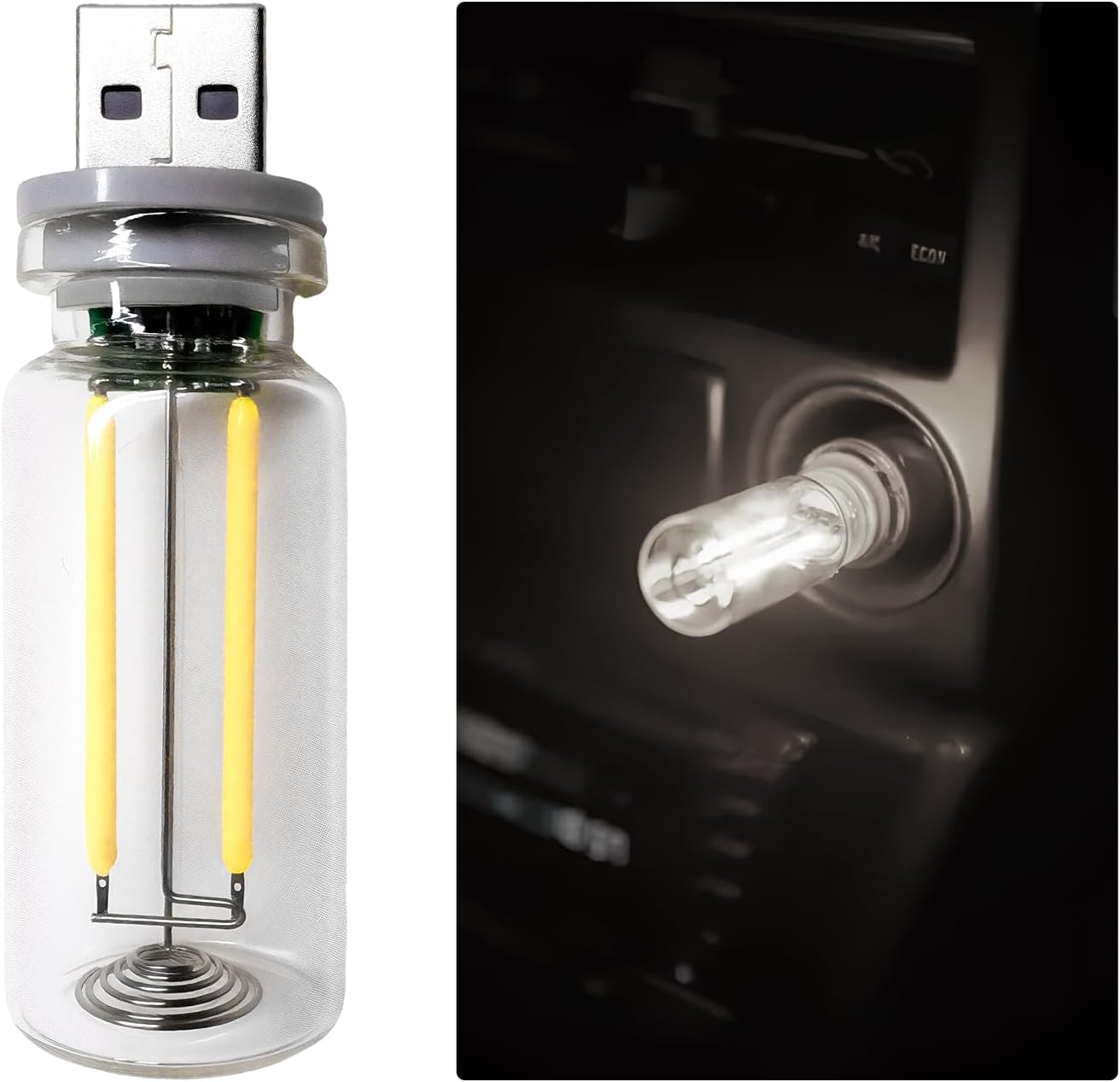 LED Car Interior Light, Touch Dimmable Ambient Lamp Mini Glass Bottle LED Bulb, Portable USB Interface Night Light Retro Style Decoration for Vehicles Bedrooms Desks (Pink)
