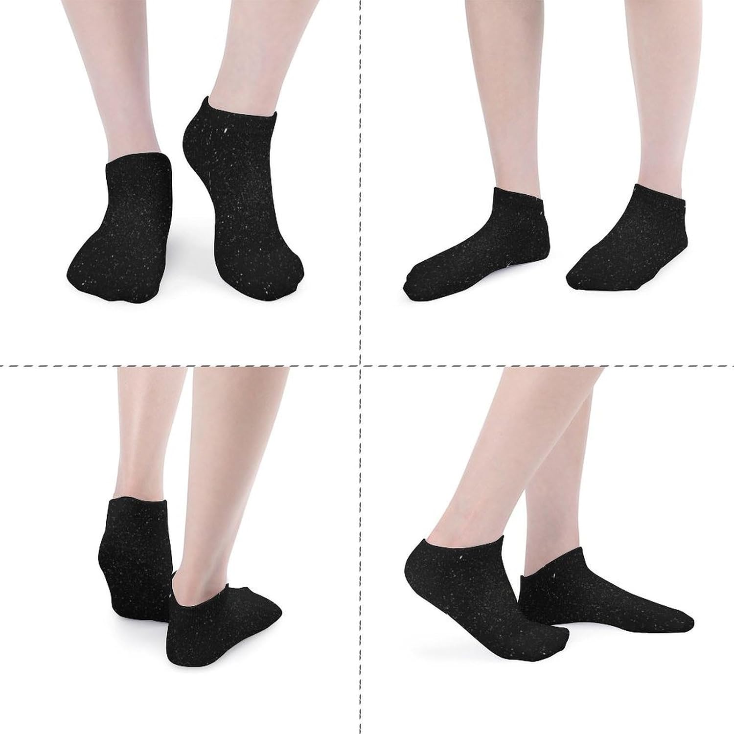Black Glitter Ankle Socks for Adult Breathable Thin Athletic Sock Running Low Cut Socks Comfortable Casual Socks 5 Pairs