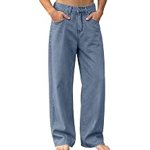 Men's Loose Fit Wide Leg Jeans Straight Cut Casual Denim Pants with Pockets