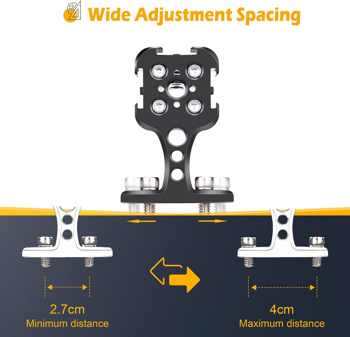 Zeadio Camera Top Handle Grip, Universal Adjustable Camera Handle with Mounting Points and Cold Shoe Mount for All Camera Cage, LED Lights, Microphones, etc