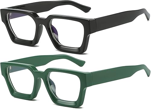 Vista 22 de AIEYEZO Gafas con Marco Cuadrado Grueso para Mujeres y Hombres, Lentes de Luz Azul de Moda, Gafas de Computadora Elegantes y Modernas