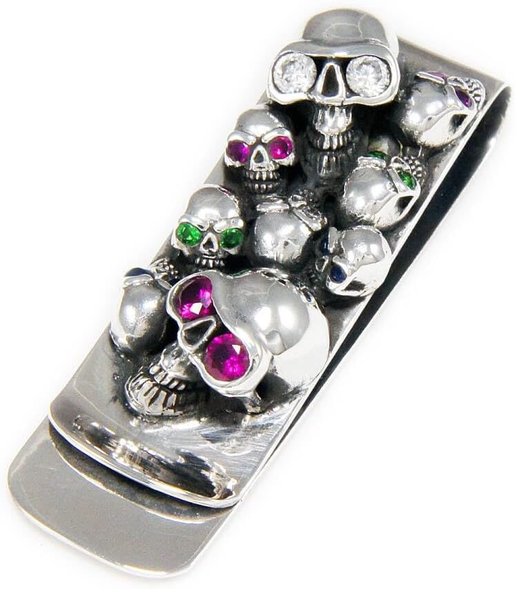 スカル ドクロ ジルコニア925シルバー マネークリップ 