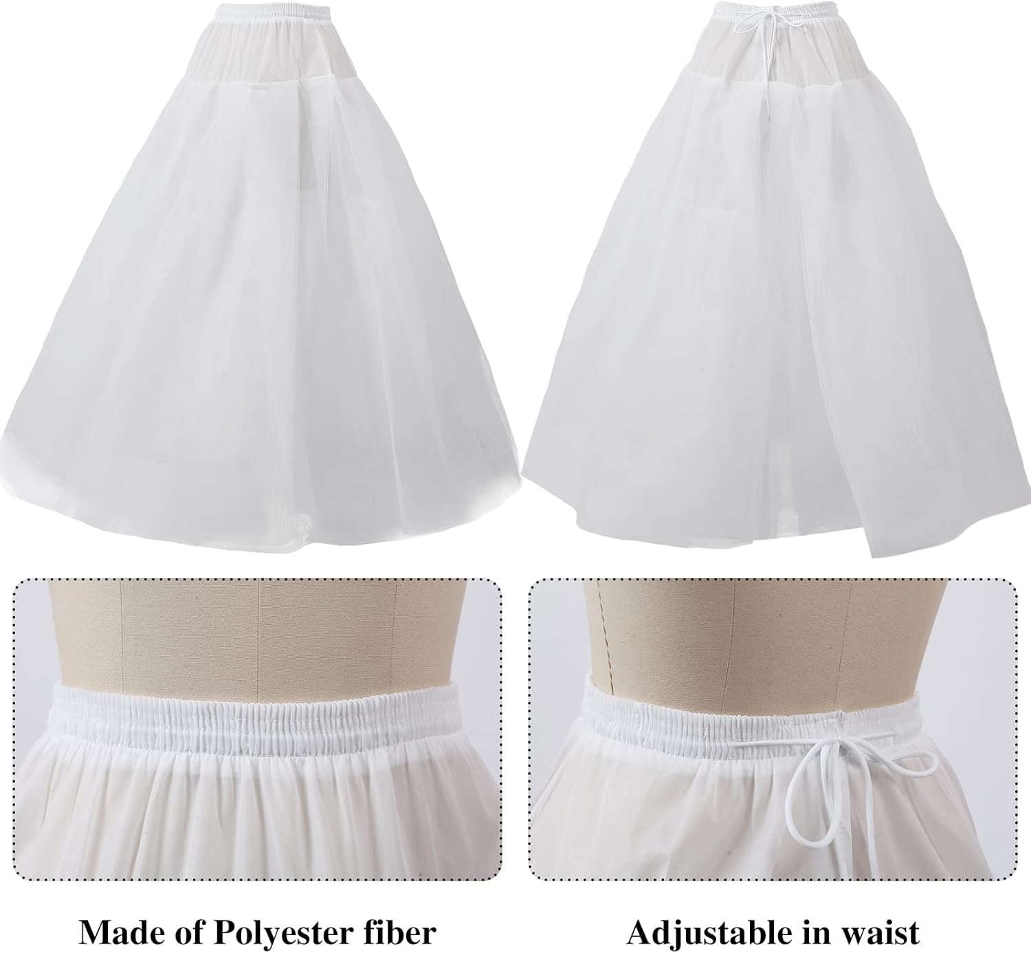 Women’s 6 Hoop Skirt A-Line Floor Length Petticoat Slips Underskirt Crinoline for Wedding Dress Ball Gown