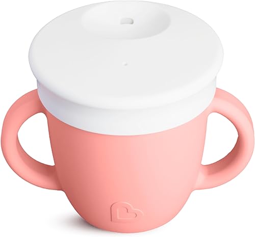 Munchkin C'est Silicone! - Vaso de entrenamiento con asas y tapa para bebés y niños pequeños, 6 onzas, coral