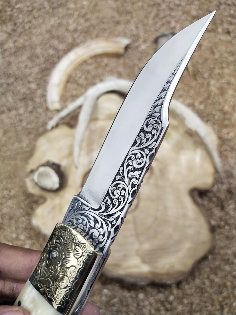 11" Handmade Pocket Knife with Brass Engraved Bolster, Folding Knife, Best gift knife, Gifts for Husband, Personalized gifts for him