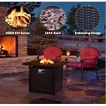 Gas Feuerstelle, 28" Feuertisch mit wasserfester Schutzhülle &Lavasteinen, 72.5 * 72.5 * 67.5 cm, 14.5 kW, Gaskamin Garten, inkl. Tischplatte & Schutzgitter, Gasfeuerstelle Outdoor – Bild 4