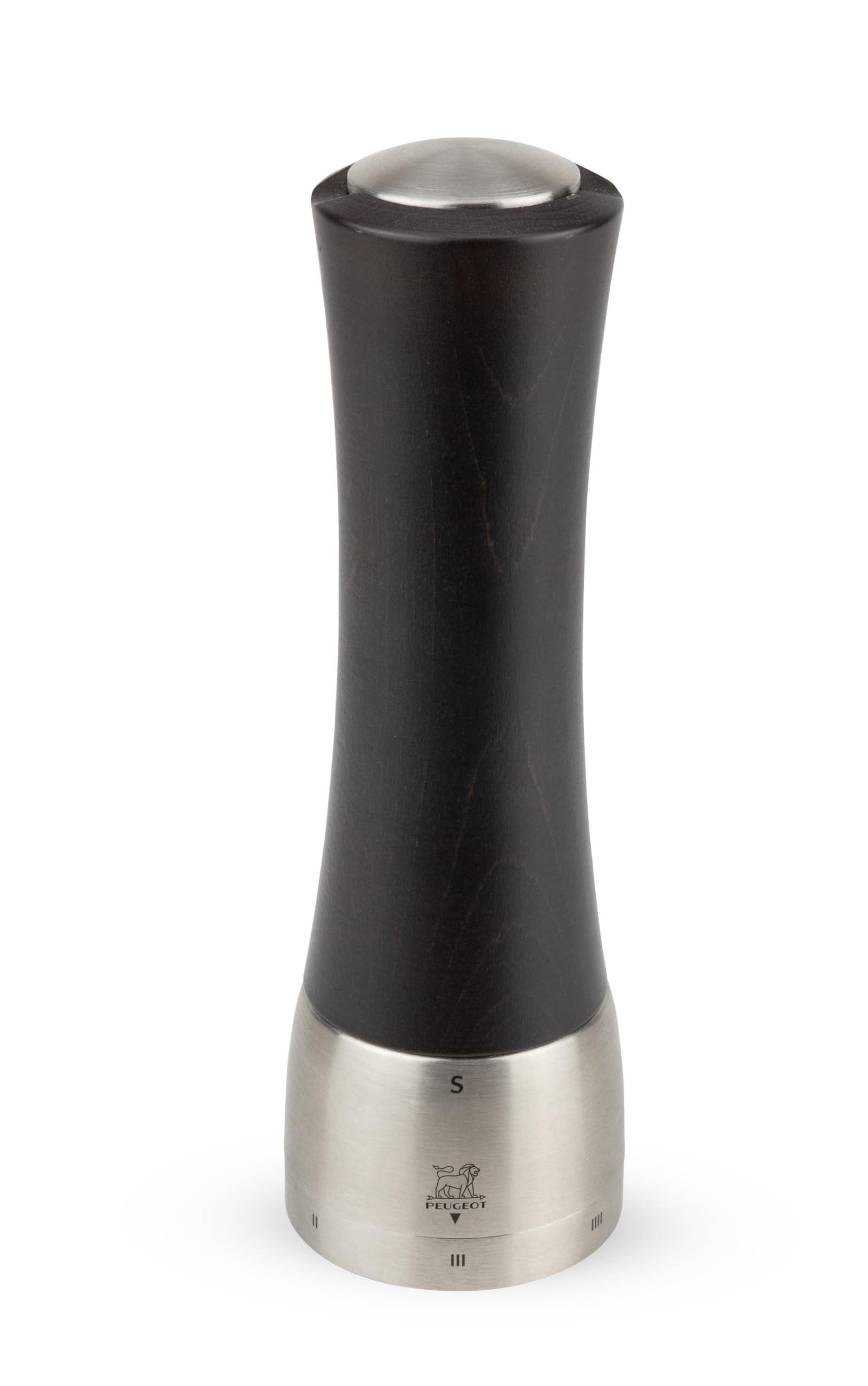 Madras u'Select - Molinillo de sal manual, ajustable, acero inoxidable y madera de haya, chocolate, 21 cm
