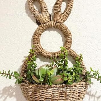 Hand Woven Willow Easter Rabbit Basket Durable And Easter Decoration Hand Woven Willow Easter Rabbit Basket Wall Pocket