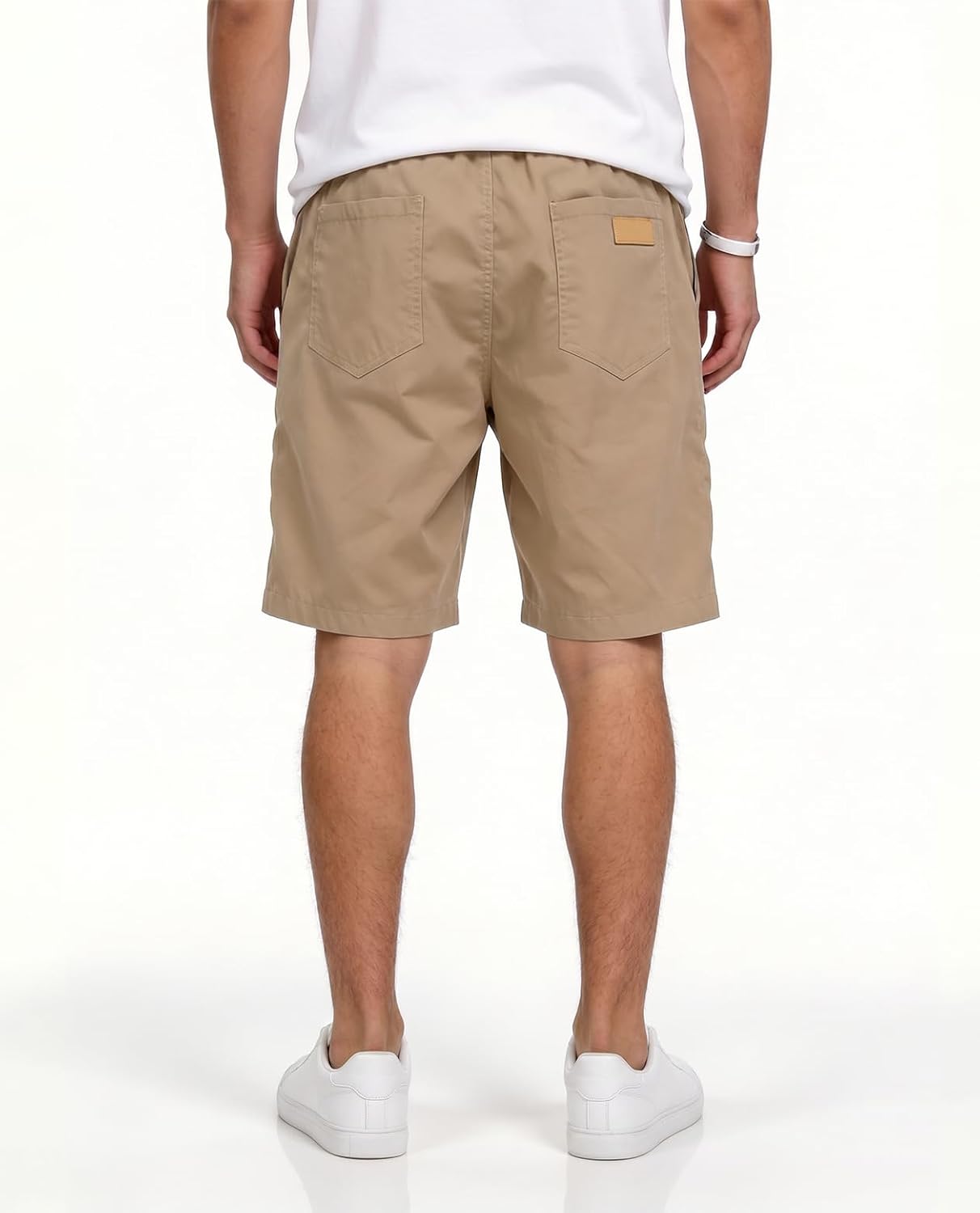 Poplee Mens Casual Shorts Cotton Drawstring Summer Beach Shorts Stretch Twill Chino Golf Shorts with Pockets