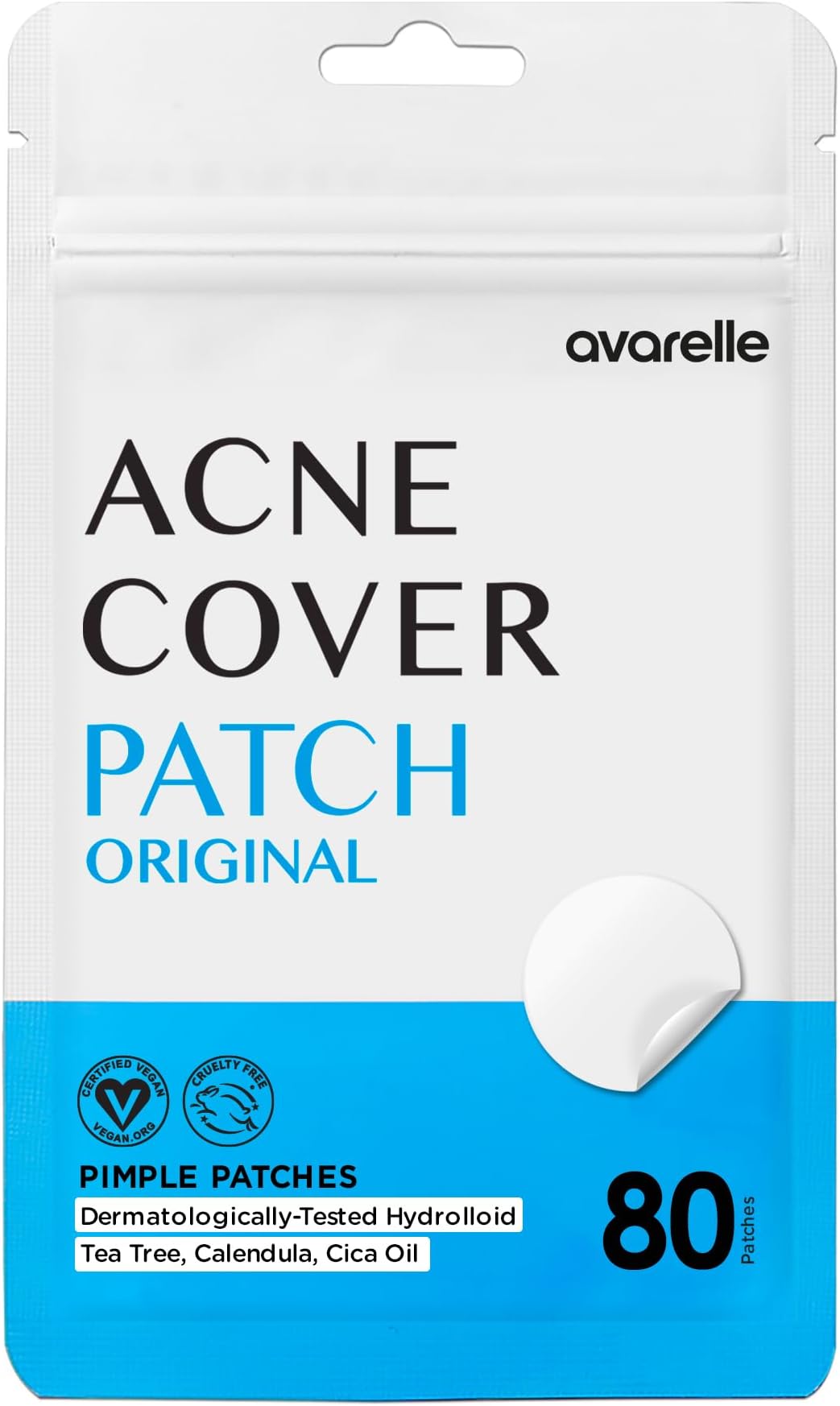 Pimple Patches for Face, ZITOUT™ Hydrocolloid Acne Patches for Covering Blemishes | Zit Patches with Tea Tree, Calendula, & Cica (12 mm, 80, Count)