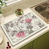 Morbuy Tappetino Scolapiatti Assorbente In Diatomite – Forma Fiori Giglio 80x80cm, Asciugatura Rapida, Fondo Antiscivolo