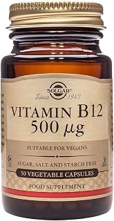 Solgar Vitamin B12 500 µg Vegetable Capsules - Pack of 50 - Easy to take form - Support for your Nervous System, Heart and Mind - Vegan