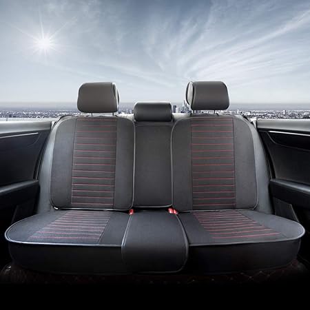 Amazon シートカバー 汎用 麻 シンプル通気 車 カーシートカバー シートエプロン 防汚 軽自動車 セカンドシート 後席 後部座席 普通車 フリーサイズ 兼用 Jp33b Rd 赤 シートカバー 車 バイク