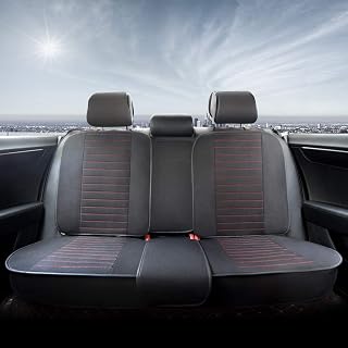 シートカバー 汎用 麻 シンプル通気 車 カーシートカバー シートエプロン 防汚 軽自動車 セカンドシート 後席 後部座席 普通車 フリーサイズ 兼用 (jp33b-rd 赤)