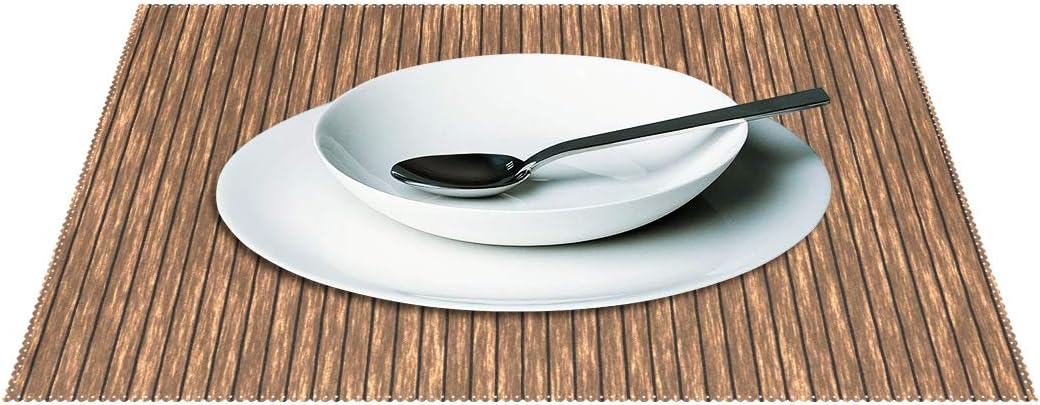 Placemats Set of 6, Abstract Wooden Planks Texture Place mat for Dining Table 18"x12" Table Mats Kitchen and Décor