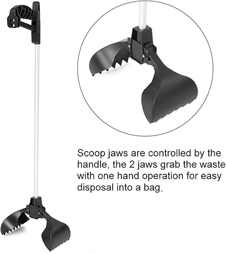 Miniatura 5 de Recogedor de excrementos de perro, pala para excrementos, removedor de caca, herramienta fácil de recoger, agarrador de mango largo con diseño de