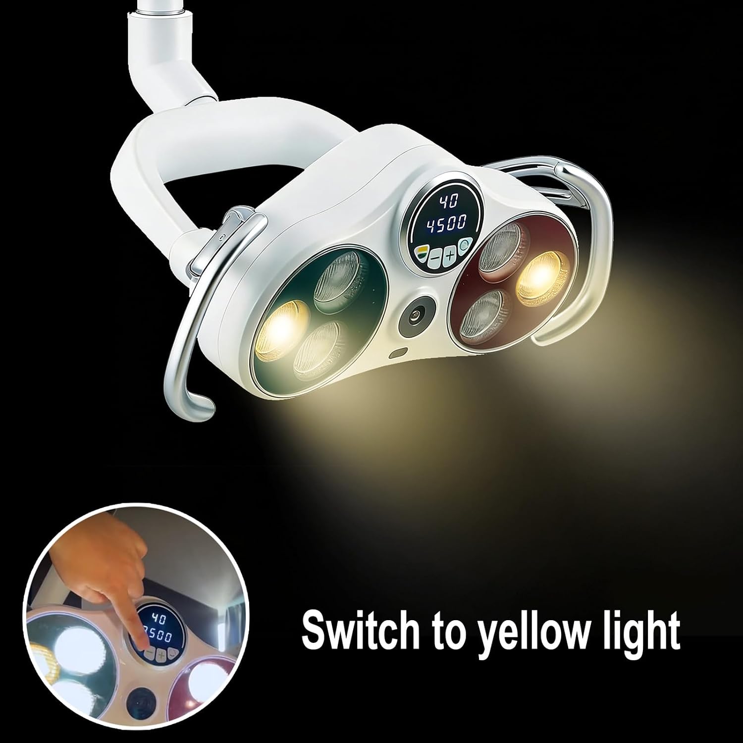 Ceiling Mounted Shadowless LED Operating Light Digital Display Oral Lamp with HD Camera One-Click Yellow Light KY-P183