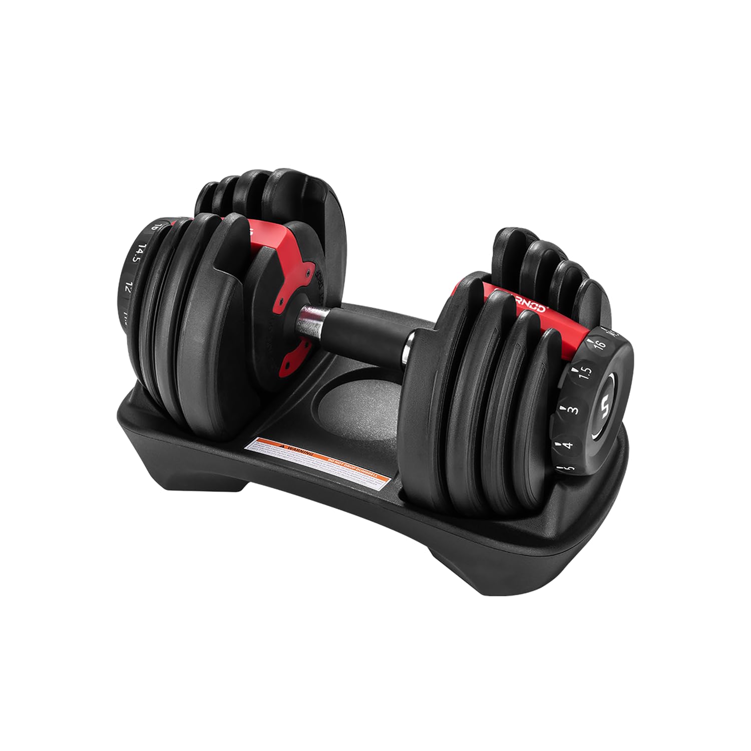 Sparnod Fitness SAD-16 Adjustable Dumbbell 16kg, 12 Gear Quick Adjustment Digital Dial, High-Strength Steel, Nylon & Soft Rubber, 8 Safety Locks, Non-Slip Handle, Base Tray, Full-Body Strength Training-image-14
