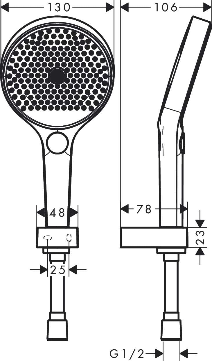 hansgrohe (HB7HL) 26851000 hansgrohe Rainfinity Shower Holder Set 130 3Jet with Shower Hose 160 cm, chrome, Set mit Brauseschlauch 1,25m