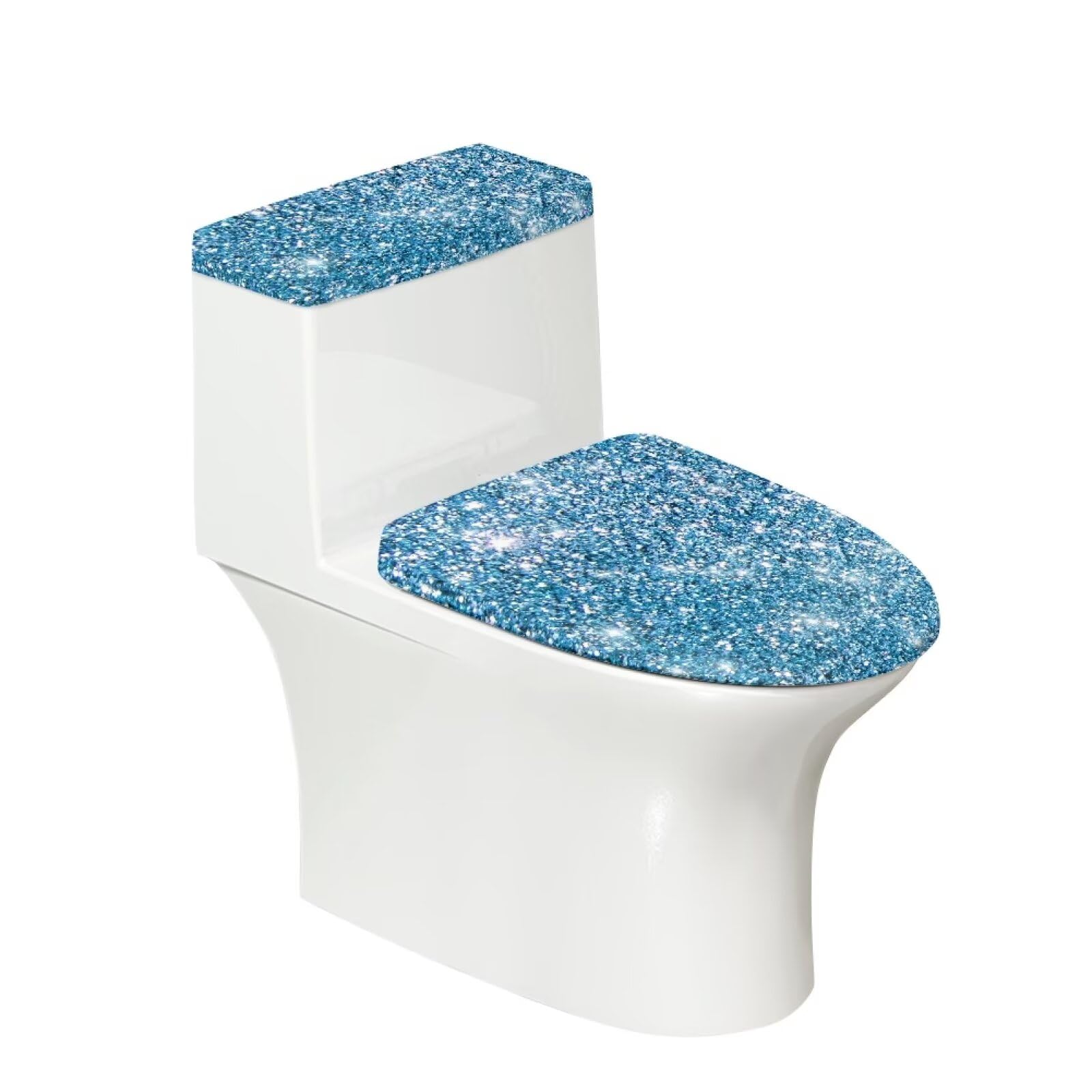 Blue Bling Toilet Lid,Tank Lid Dust Cover Machine Washable Anti-Slip with Elastic Edge Bathroom Christmas Decoration Maxi 17 × 21 Inch