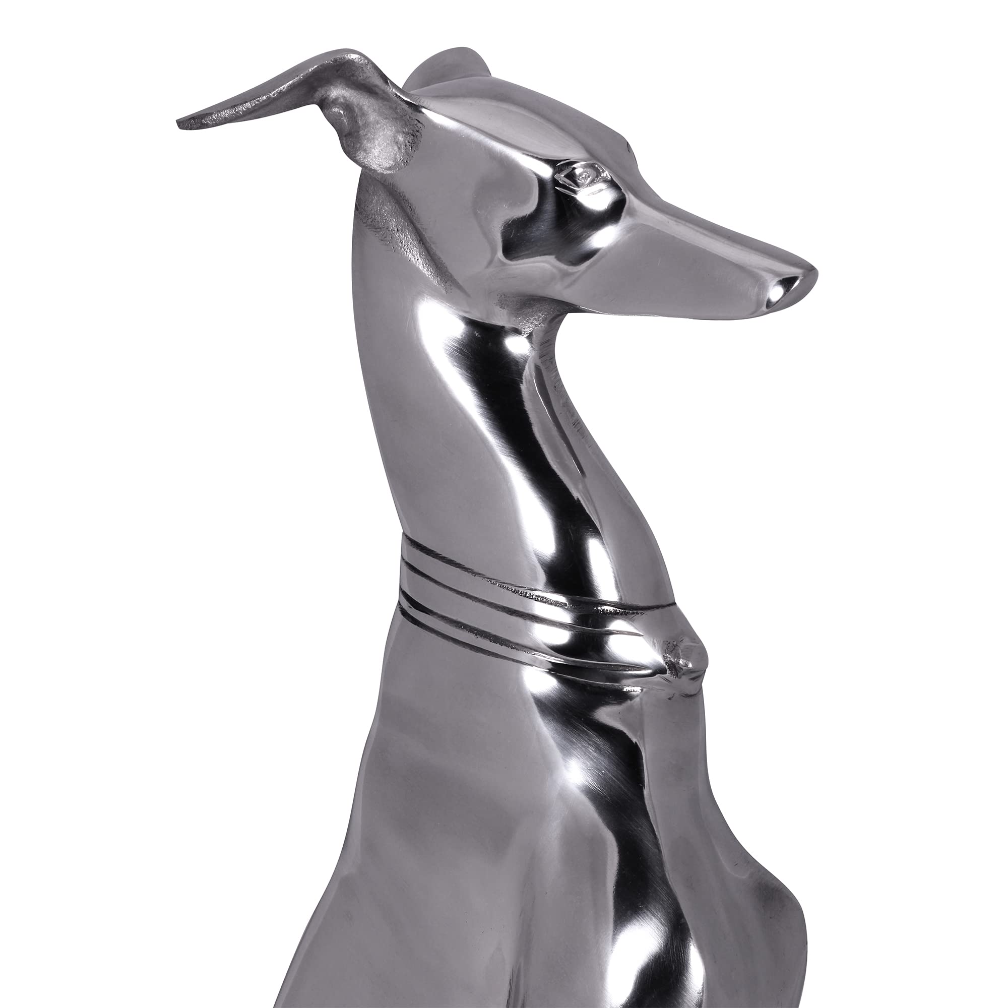 FineBuy Dekoration Design Dog aus Aluminium silbern Windhund Skulptur Hundestatue Silber