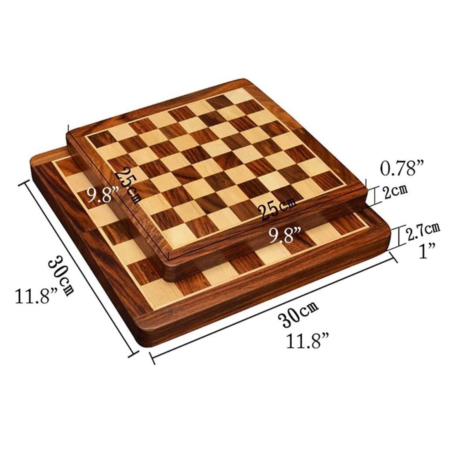 Zestaw Szachów Składane Szachy Podróżne Plansza Do Gry, Wykonane Przenośne Magnetyczne Drewniane Sery Na Gra Gier Rodziną(25 * 25 * 2cm)
