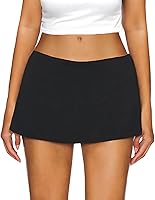 AnotherChill Women's Low Waist Micro Mini Skort with Built-in Shorts - Sexy Stretchy Black Summer Skirt Activewear