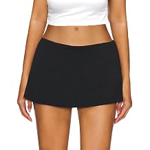 AnotherChill Womens Low Waist Micro Mini Skorts Skirt with Built-in Shorts Sexy Stretch Black Skirts Basic Summer Outfits
