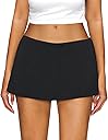 AnotherChill Women's Low Waist Micro Mini Skorts Skirt with Built-in Shorts Sexy Stretch Black Skirts Basic Summer Outfits