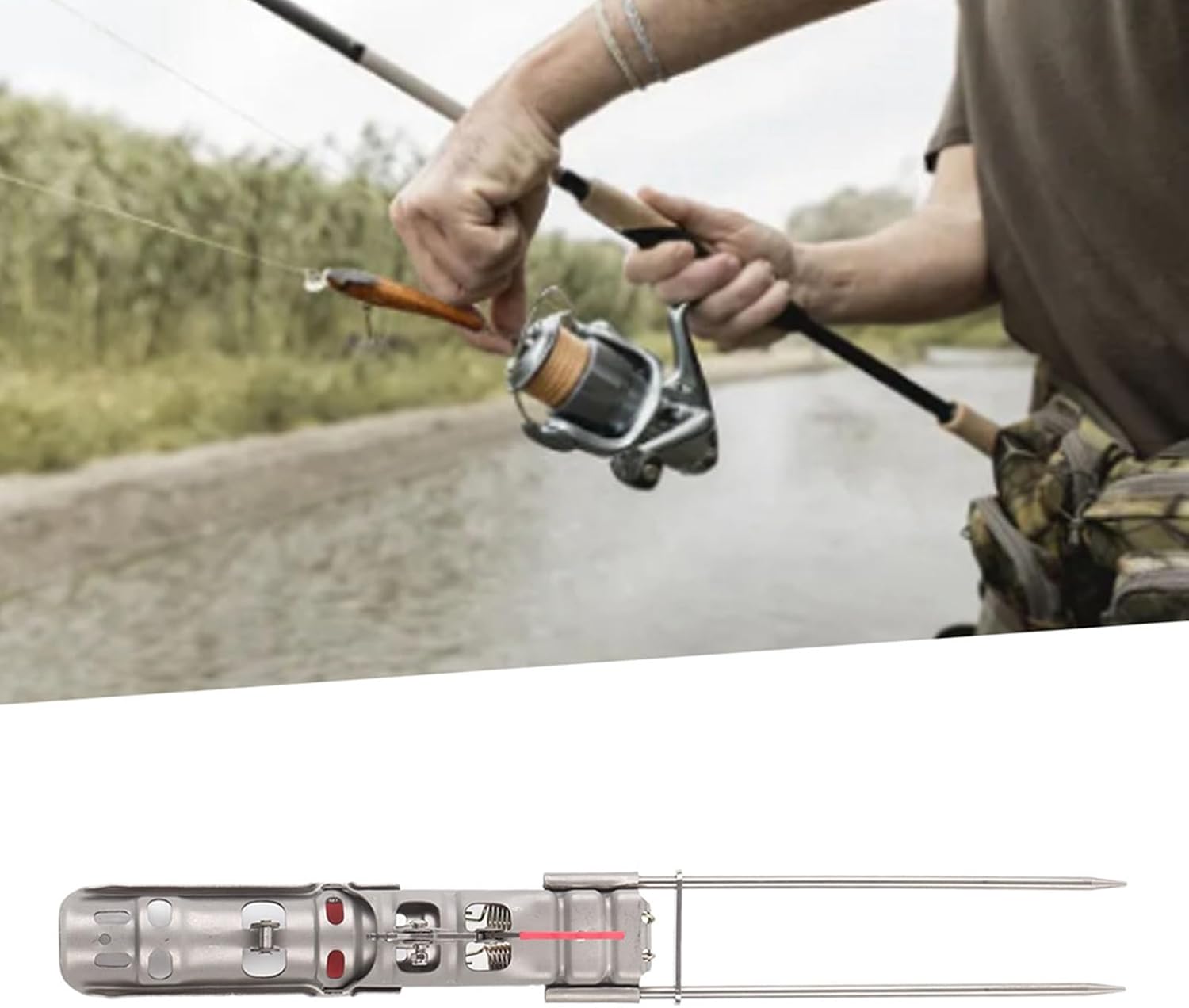 Rod Holders for Bank Fishing Automatic Fishing Pole Holder Stainless Steel Fishing Rod Stand Practical Automatic Spring Fishing Pole Holder Portable Adjustable Rod Holder for Bank Fishing