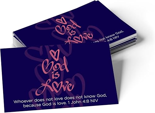 Miniatura 1 de God is Love, 1 Juan 48, paquete a granel de 25 tarjetas de afirmación cristiana de las Escrituras para niños, tarjetas de memoria bíblica para