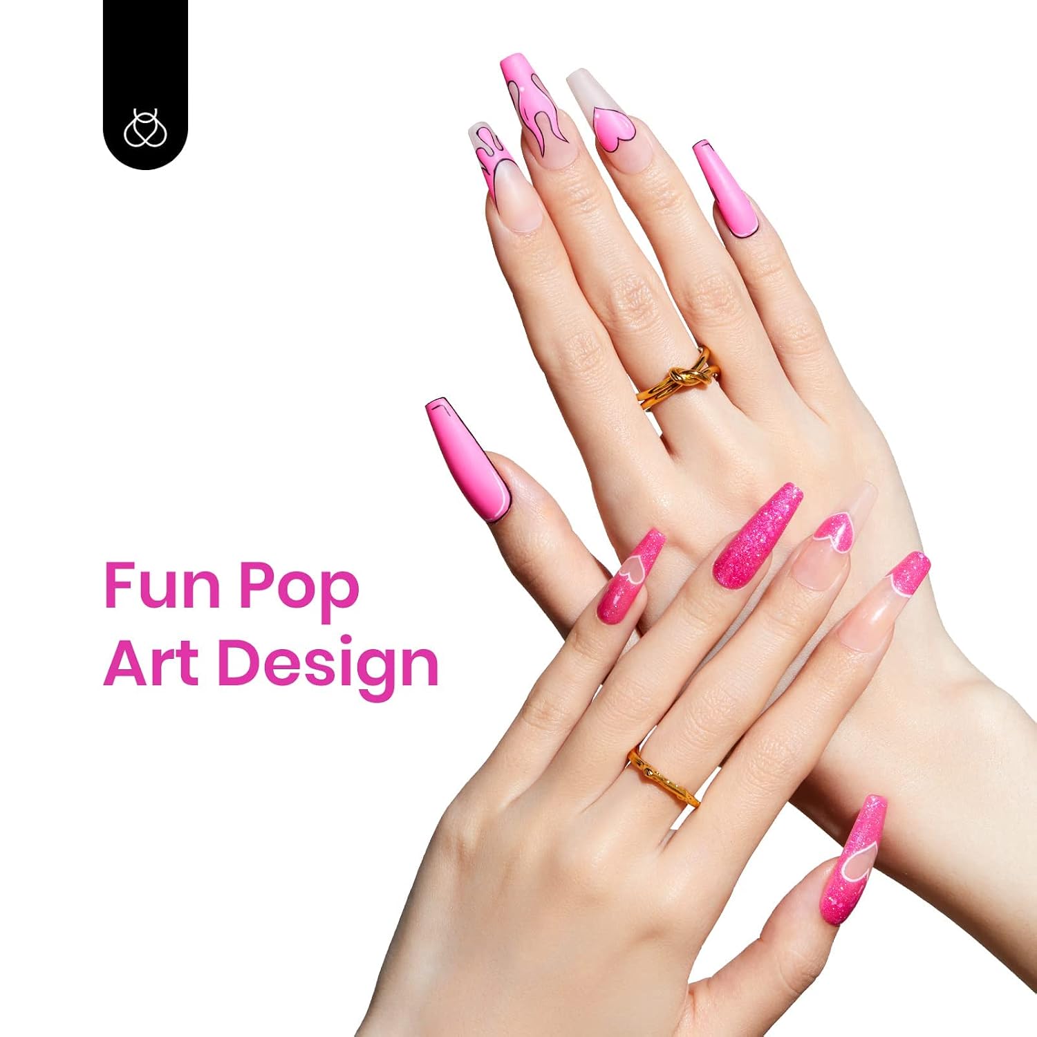 Beetles Summer Gel Nail Polish Set 24pcs Jelly Neon Hot Pink Orange Green Blue Purple Color with White Black Liner Gel Polish and Base Top Coat Nail Art Pen Gifts for Women Fancy Pop