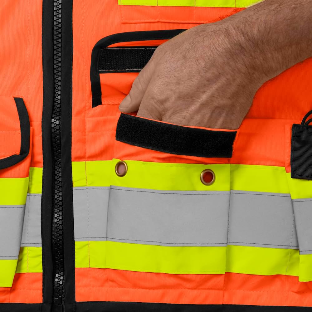 Ironwear 1278 Class 2 Flame-Retardant Safety Vest w/Zipper & Radio Clips
