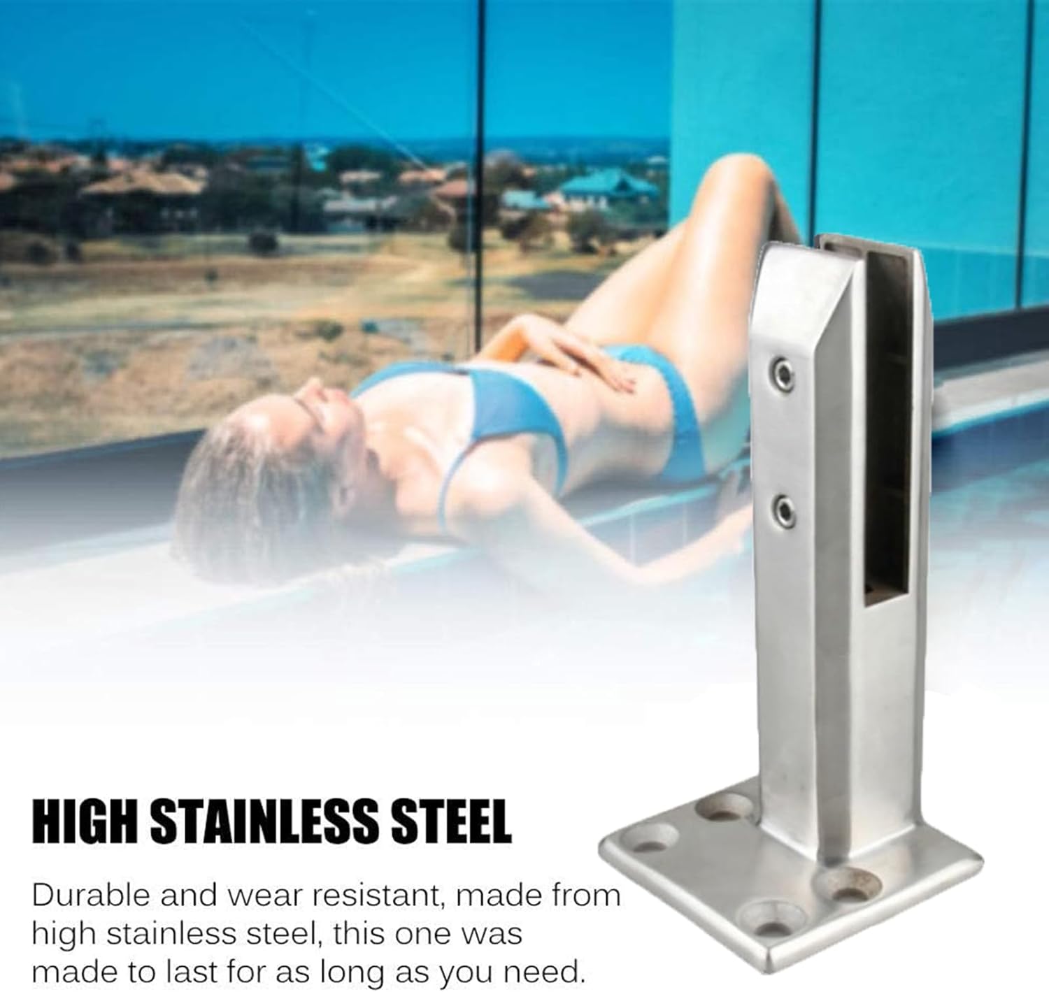 304 Stainless Steel Eccentric Spigot Glass Clamp For Glass Thickness 5/16''-13/25.4'' (8mm-13mm) Heavy Duty Pool Fence Railing Post Clamps,2PCS